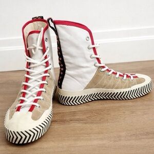 Acne Studios Connor High Top Sneakers US 7 Cream Suede Lace Up NWOT